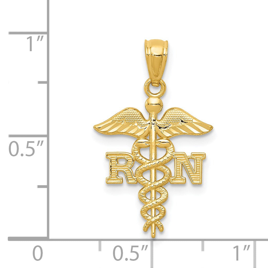 14k Diamond-cut Polished RN Registered Nurse Pendant