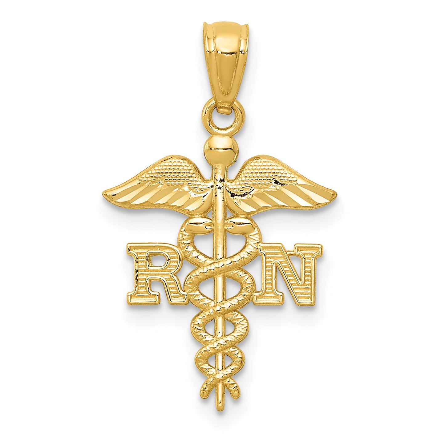 14k Diamond-cut Polished RN Registered Nurse Pendant