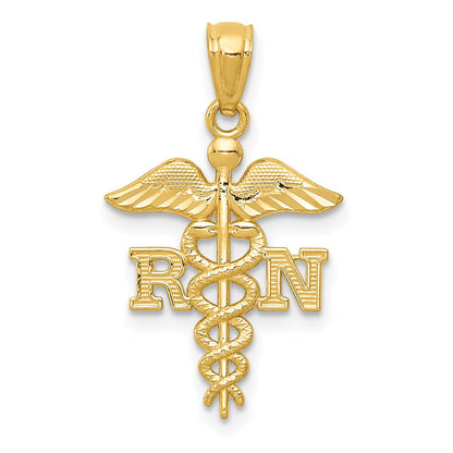 14k Diamond-cut Polished RN Registered Nurse Pendant
