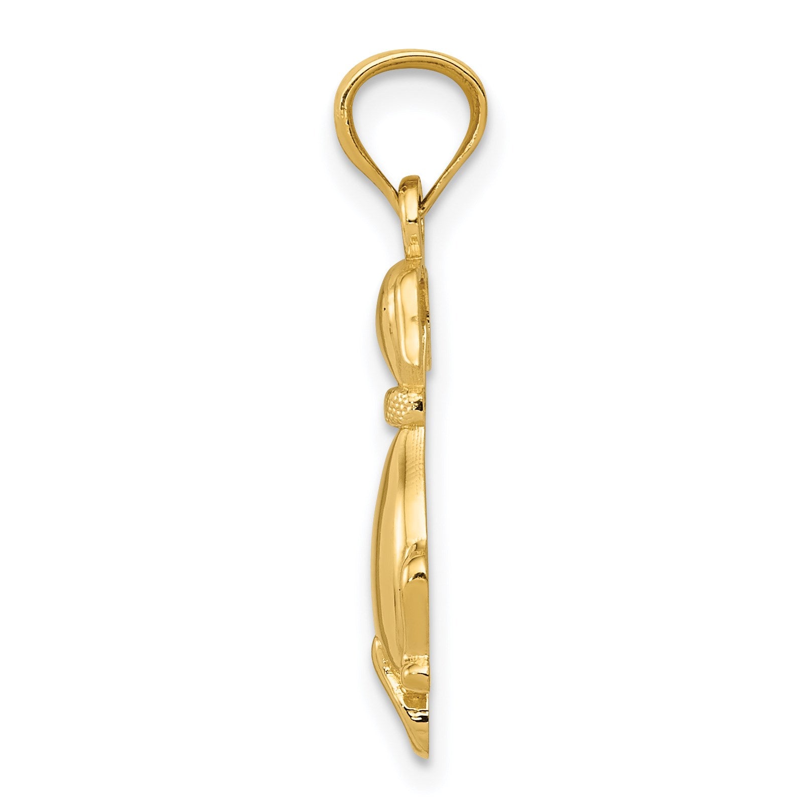 14k Polished Sitting Dog Back Pendant
