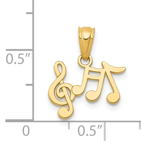 14k Polished Music Notes and Treble Clef Pendant