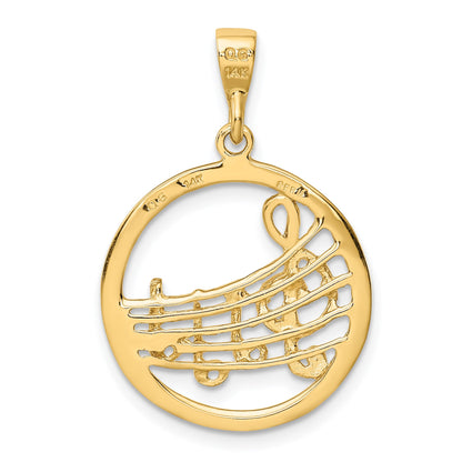 14k Polished Musical Notes and Treble Clef Pendant