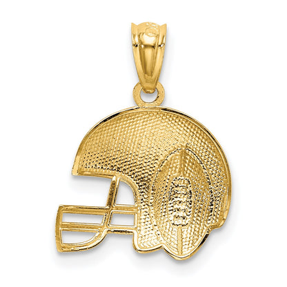 14K and White Rhodium Satin/Polished Football Helmet Pendant