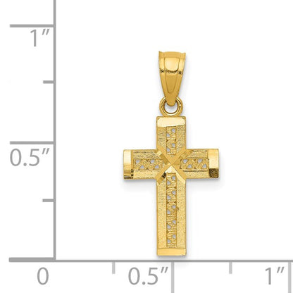 14k Diamond-cut with -X- Center Cross Pendant
