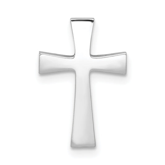 14k White Gold Polished Cross Chain Slide w/ textured back