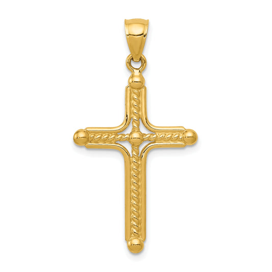 14k Polished Braided Cross Pendant