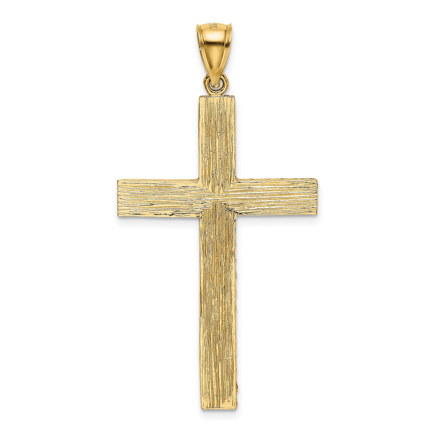 14k Polished and Textured Diamond-cut Latin Cross Pendant
