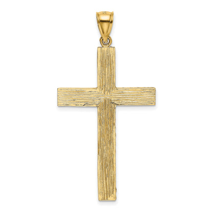 14k Polished and Textured Diamond-cut Latin Cross Pendant