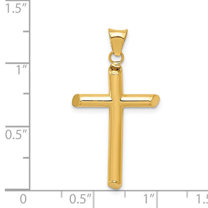14k Polished Tube Cross Pendant