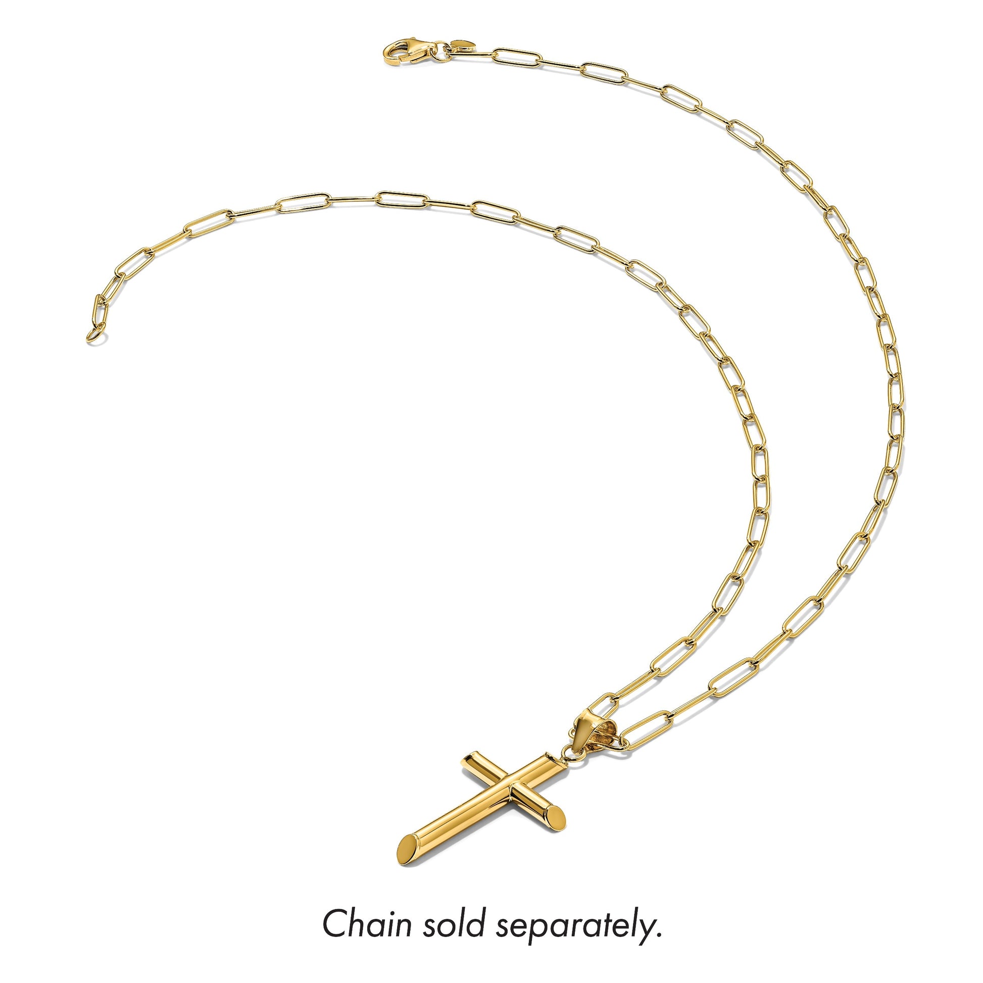 14k Polished Tube Cross Pendant