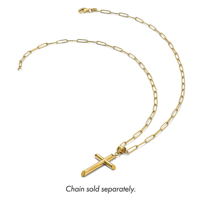 14k Polished Tube Cross Pendant