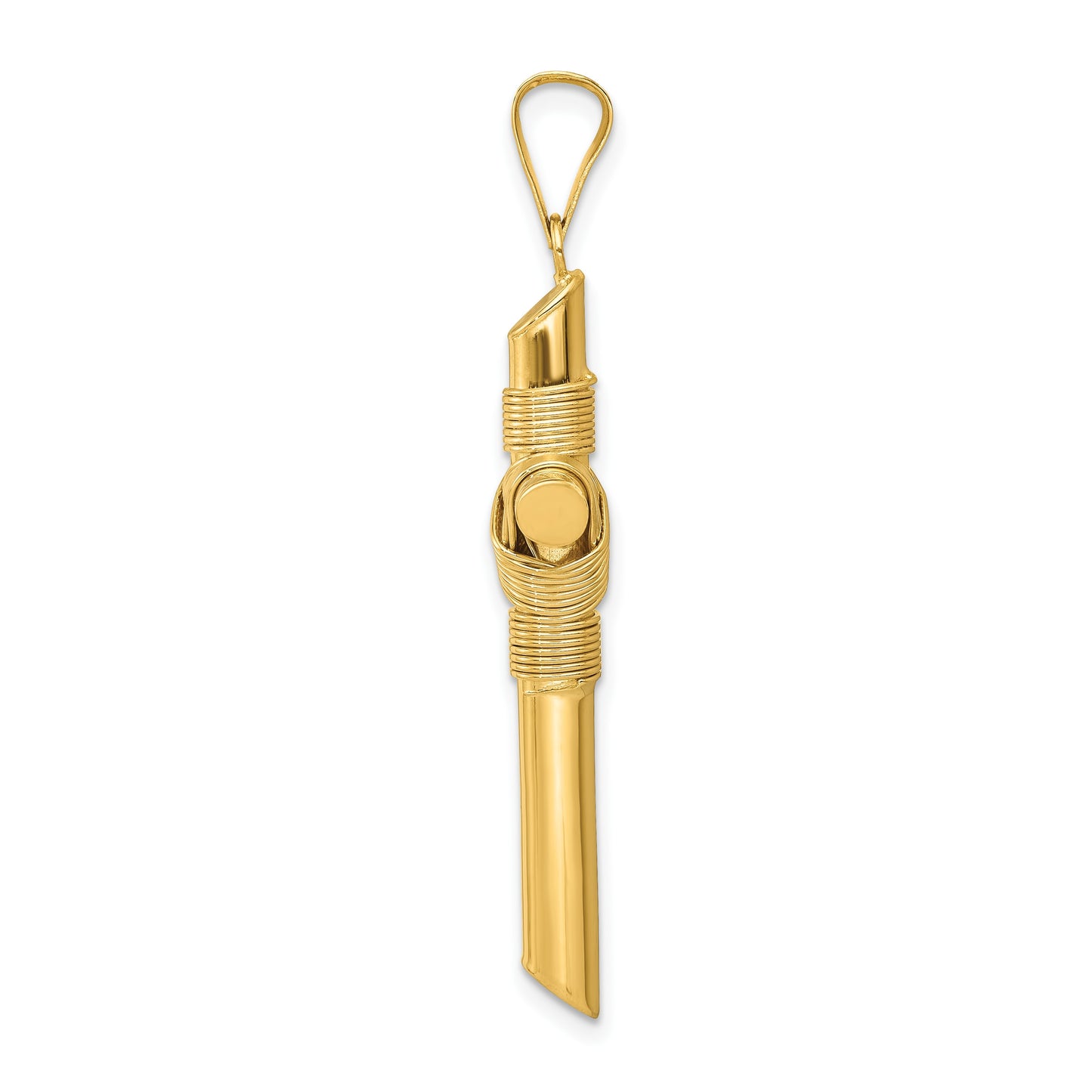 14K Polished with Center Wrap Tube Cross Pendant