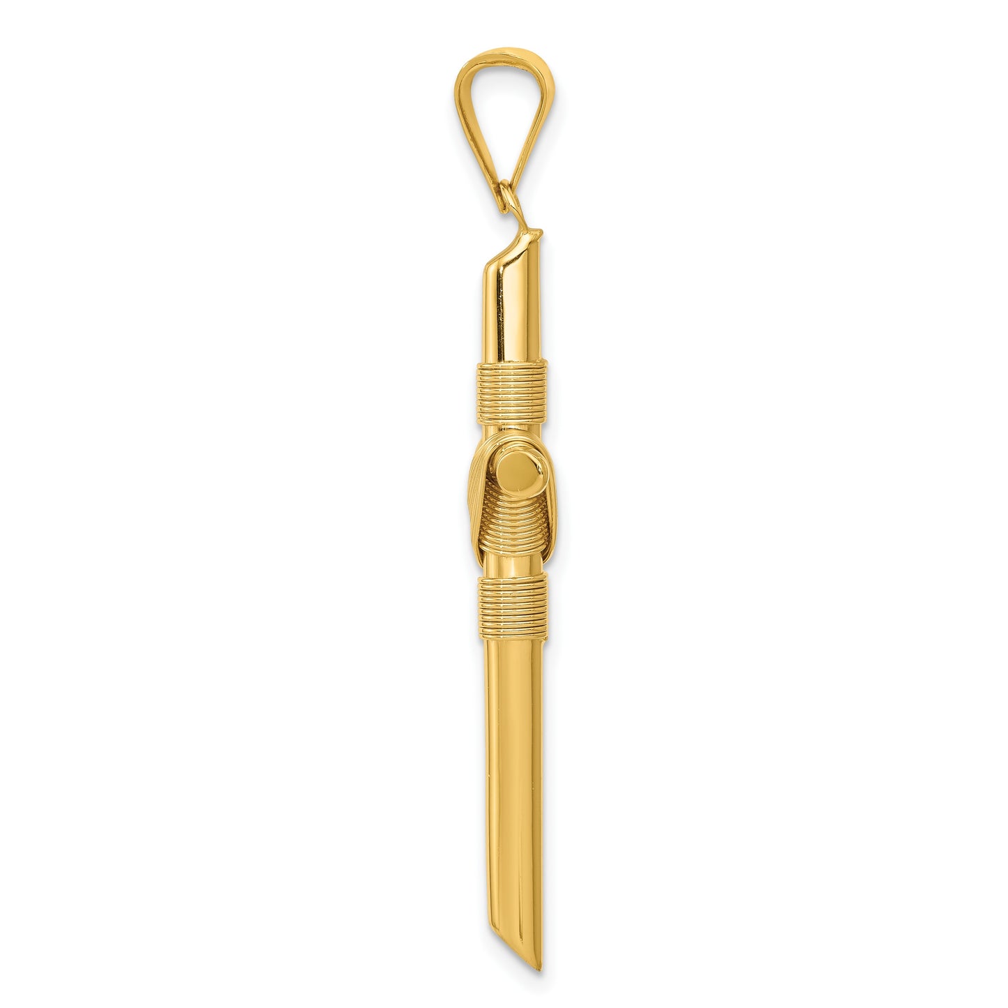 14K Polished with Center Wrap Tube Cross Pendant