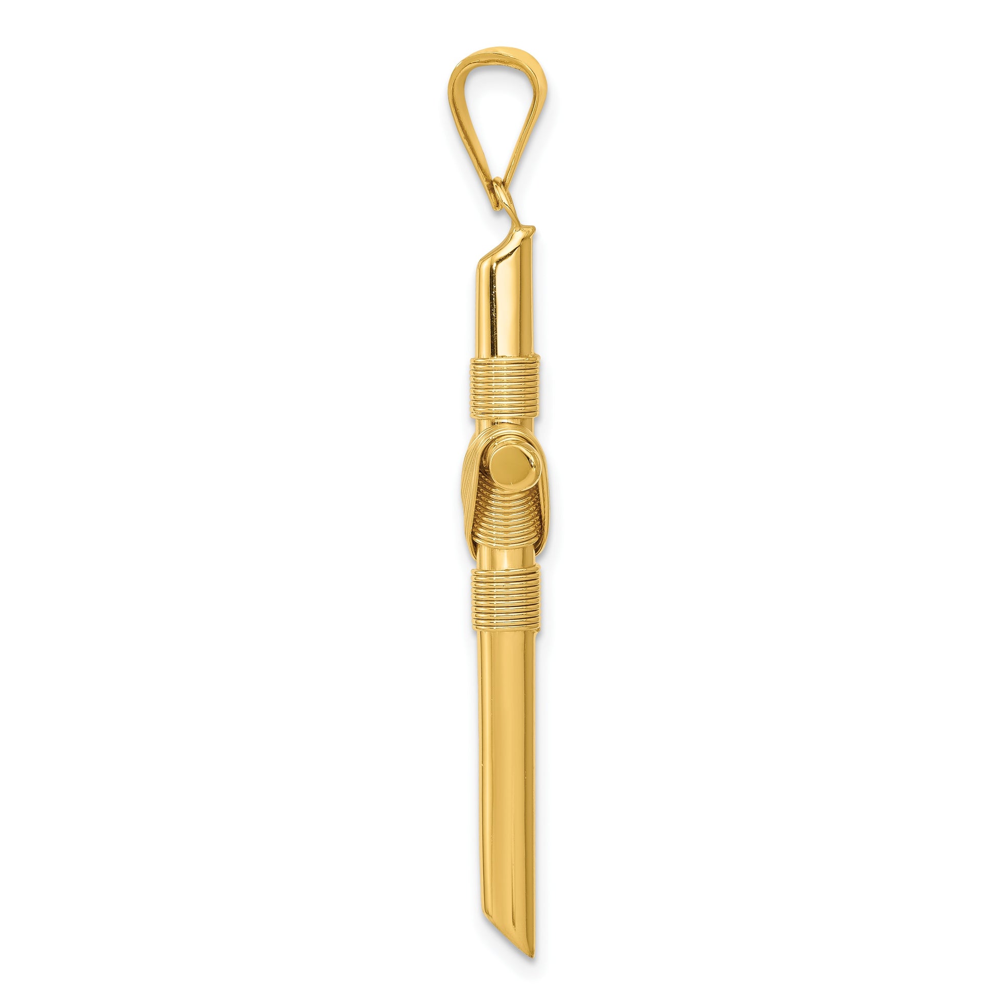 14K Polished with Center Wrap Tube Cross Pendant