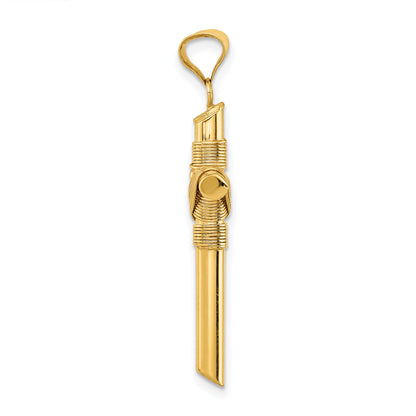 14K Polished with Center Wrap Tube Cross Pendant