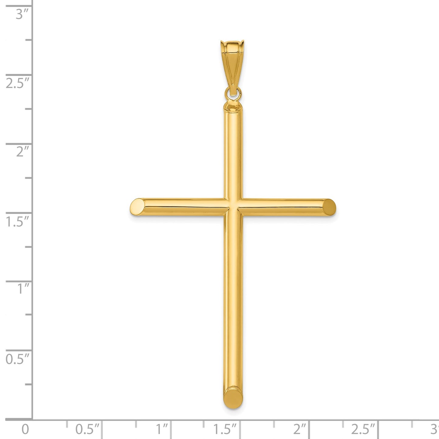14k Large Polished Tube Cross Pendant