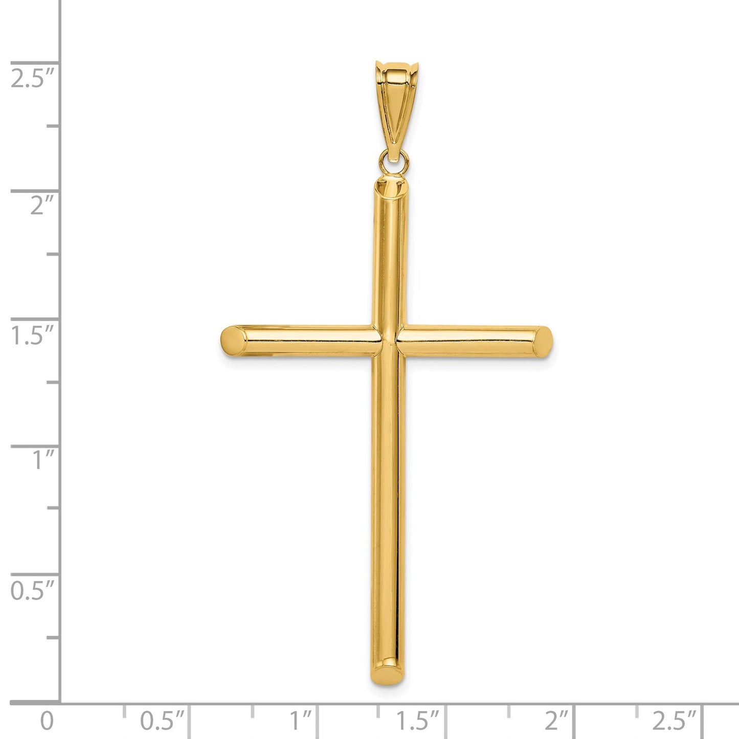 14k Large Polished Tube Cross Pendant