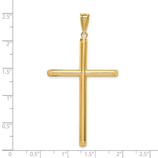 14k Large Polished Tube Cross Pendant