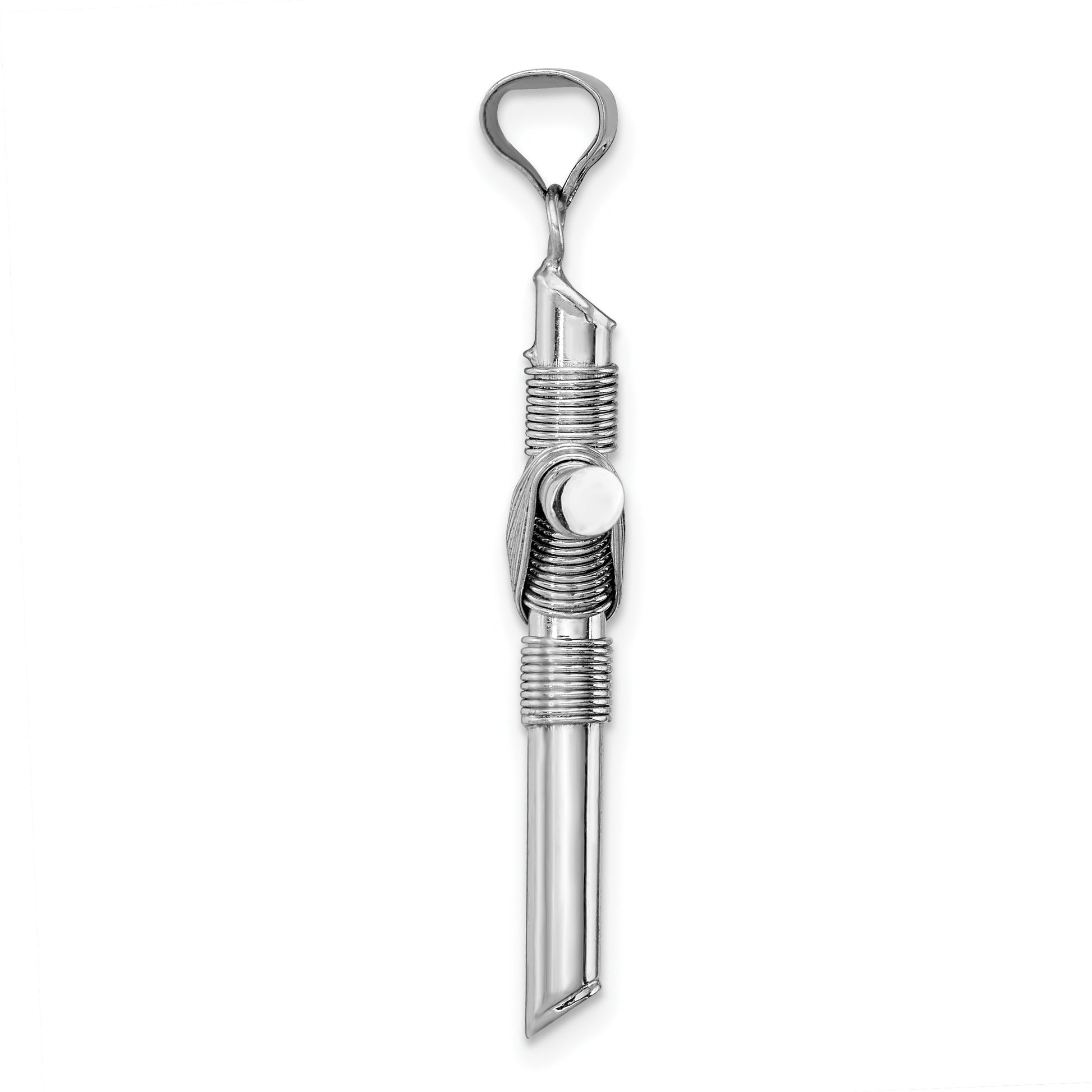 14K White Gold with Center Wrap Tube Cross Pendant