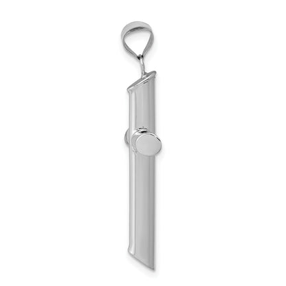14k White Gold Polished Tube Cross Pendant