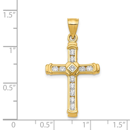 14k CZ Cross Pendant