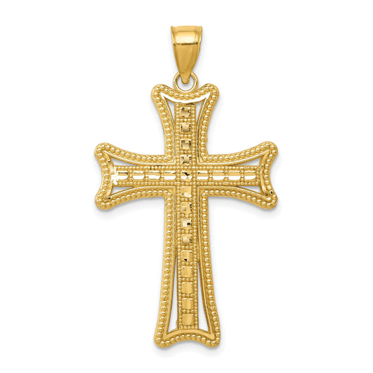 14k Diamond-cut Cross Pendant