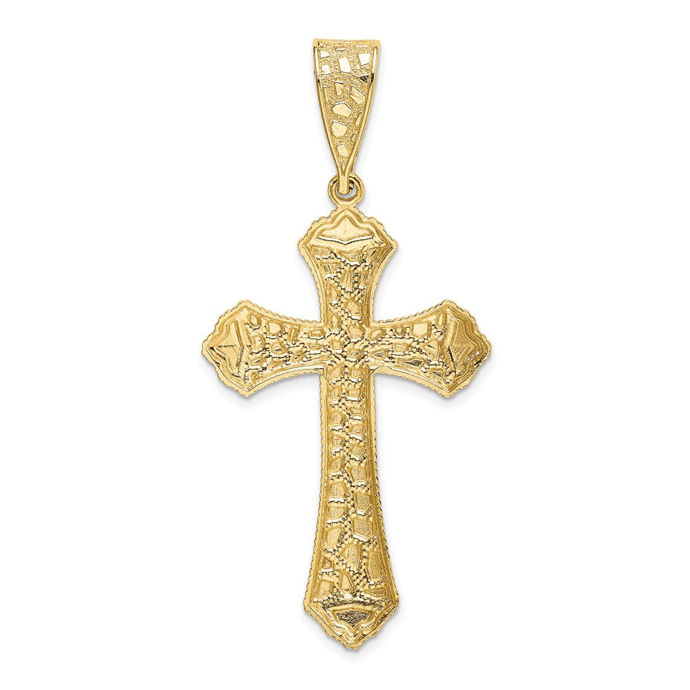 14k Diamond-cut Budded Cross Pendant