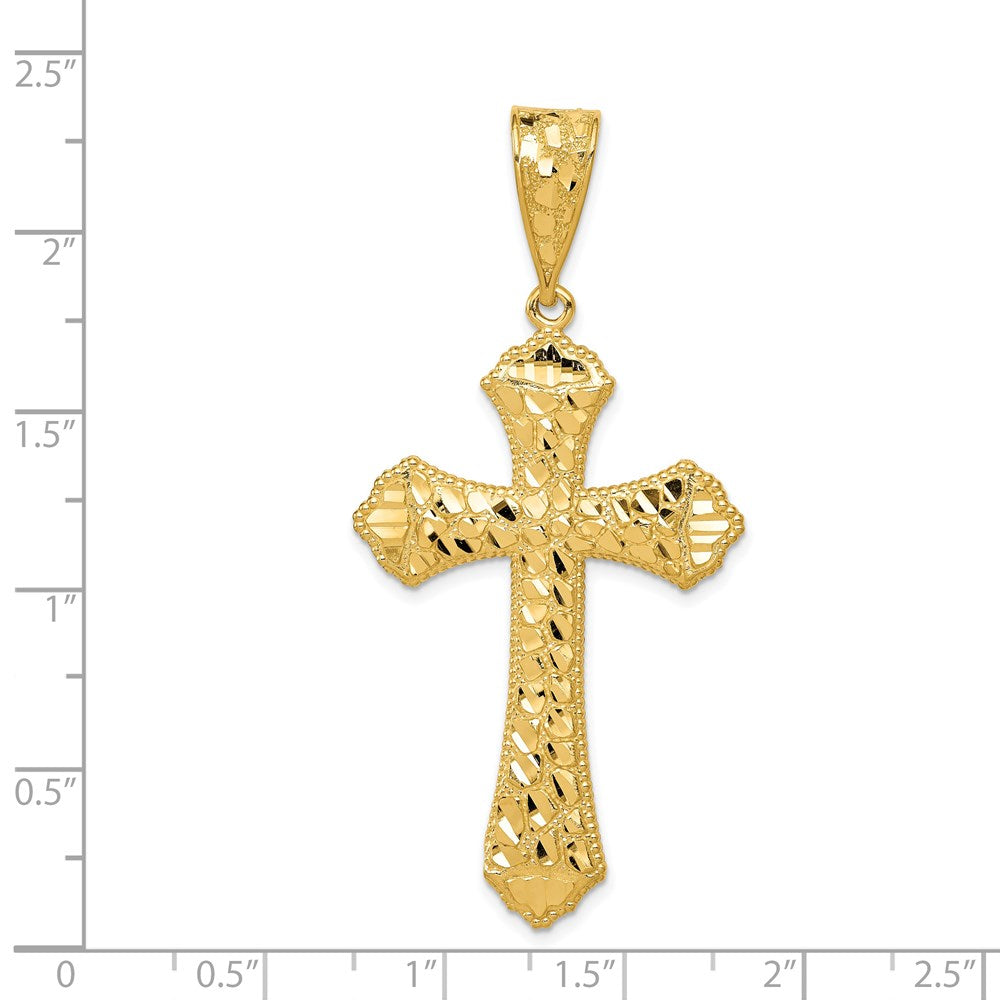 14k Diamond-cut Budded Cross Pendant