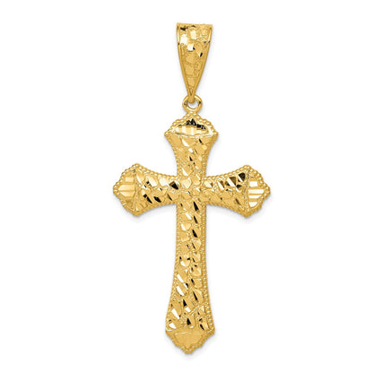 14k Diamond-cut Budded Cross Pendant