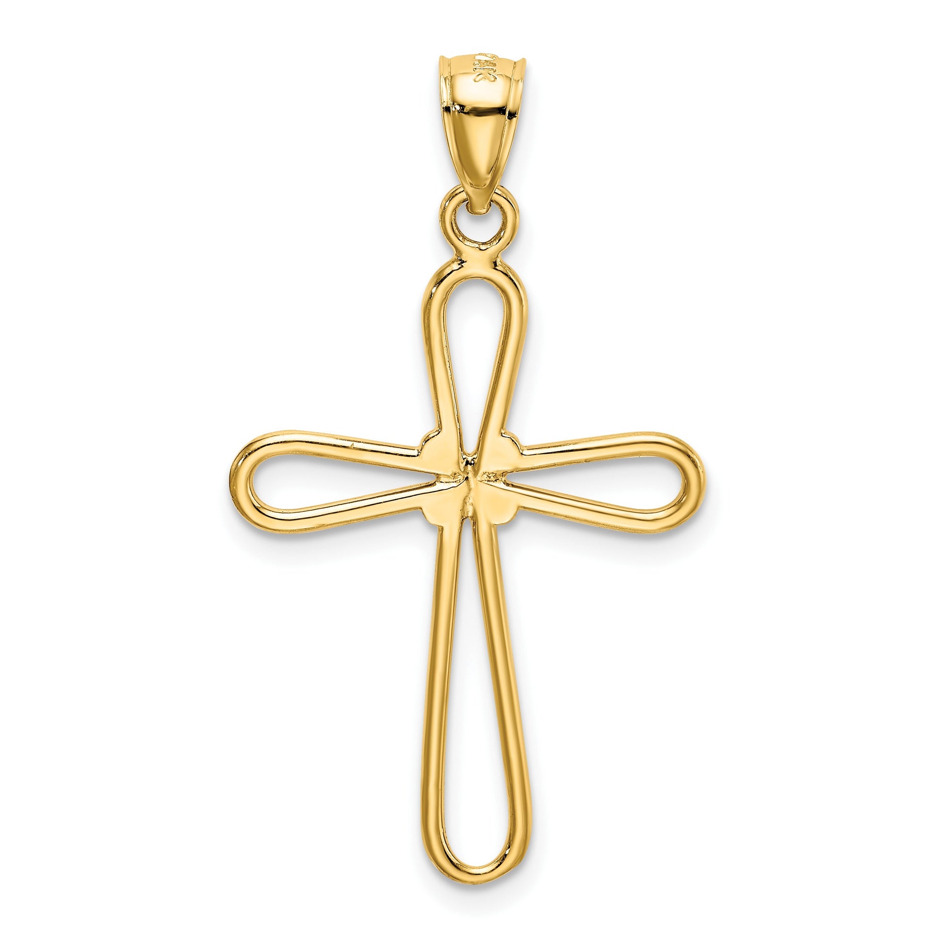 14k Polished Rounded Cross with -X- Center Pendant