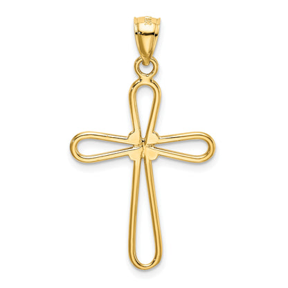 14k Polished Rounded Cross with -X- Center Pendant
