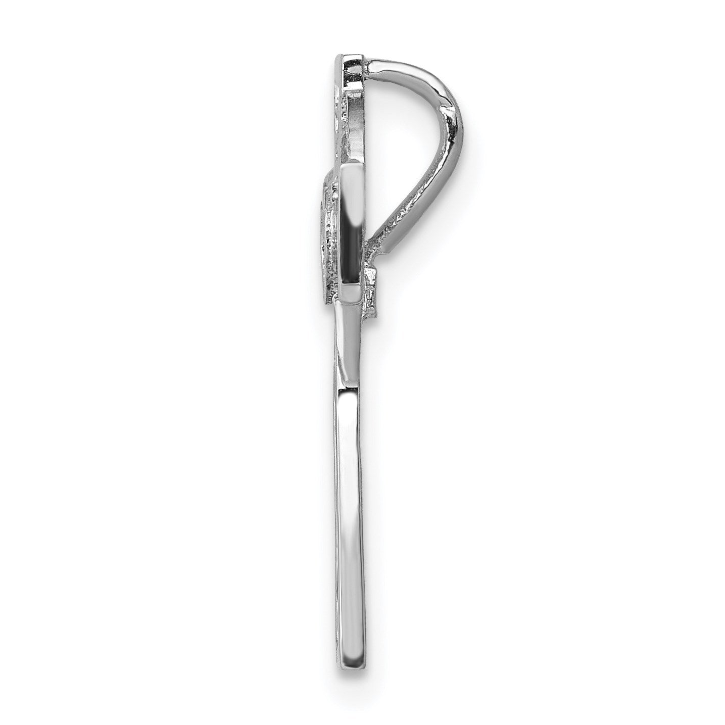 14k White Gold Polished Celtic Cross Omega Slide
