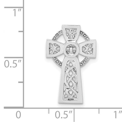 14k White Gold Polished Celtic Cross Omega Slide
