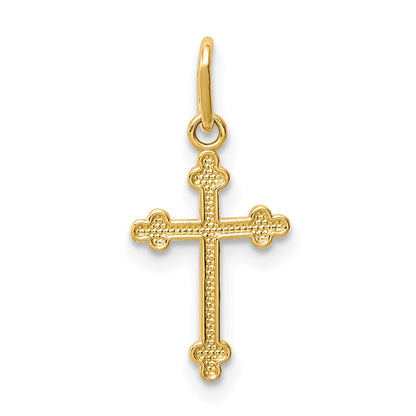 14k Polished Small Budded Cross Charm