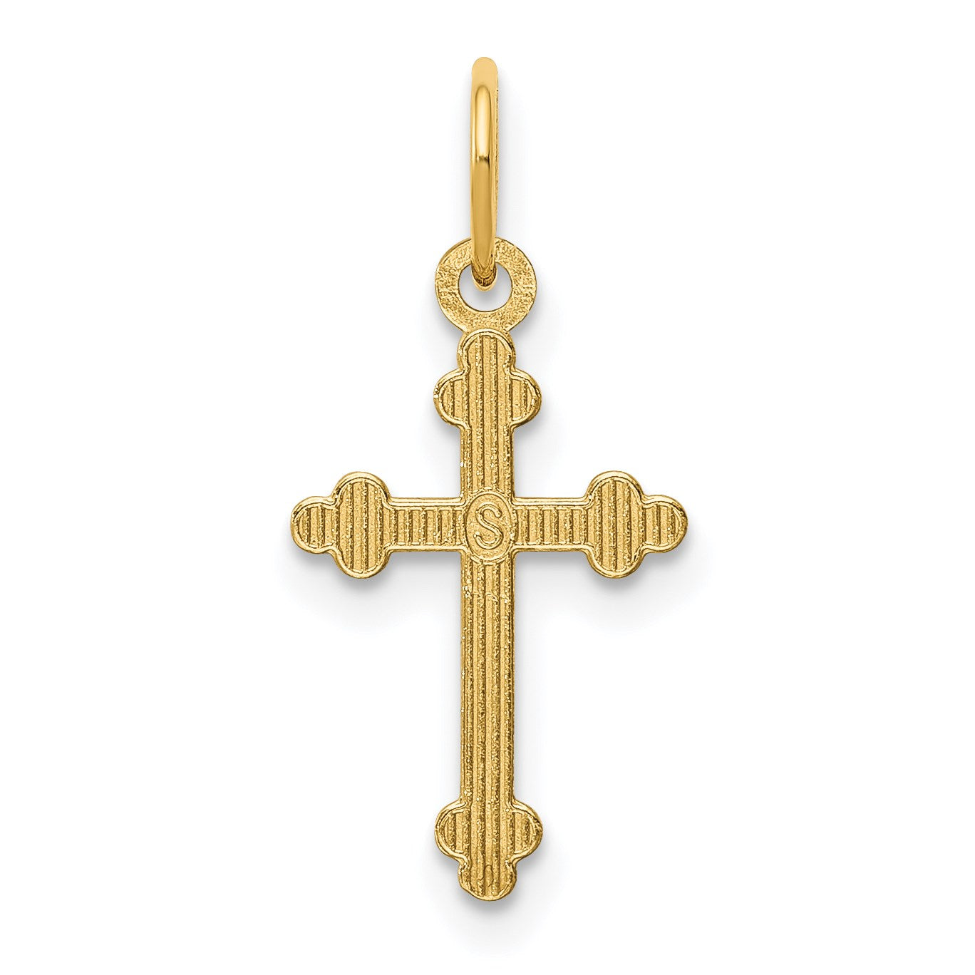 14k Small Diamond-cut Budded Cross Pendant