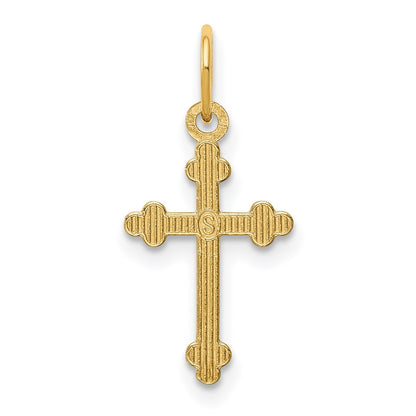 14k Small Diamond-cut Budded Cross Pendant