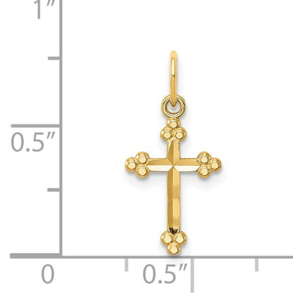 14k Small Diamond-cut Budded Cross Pendant