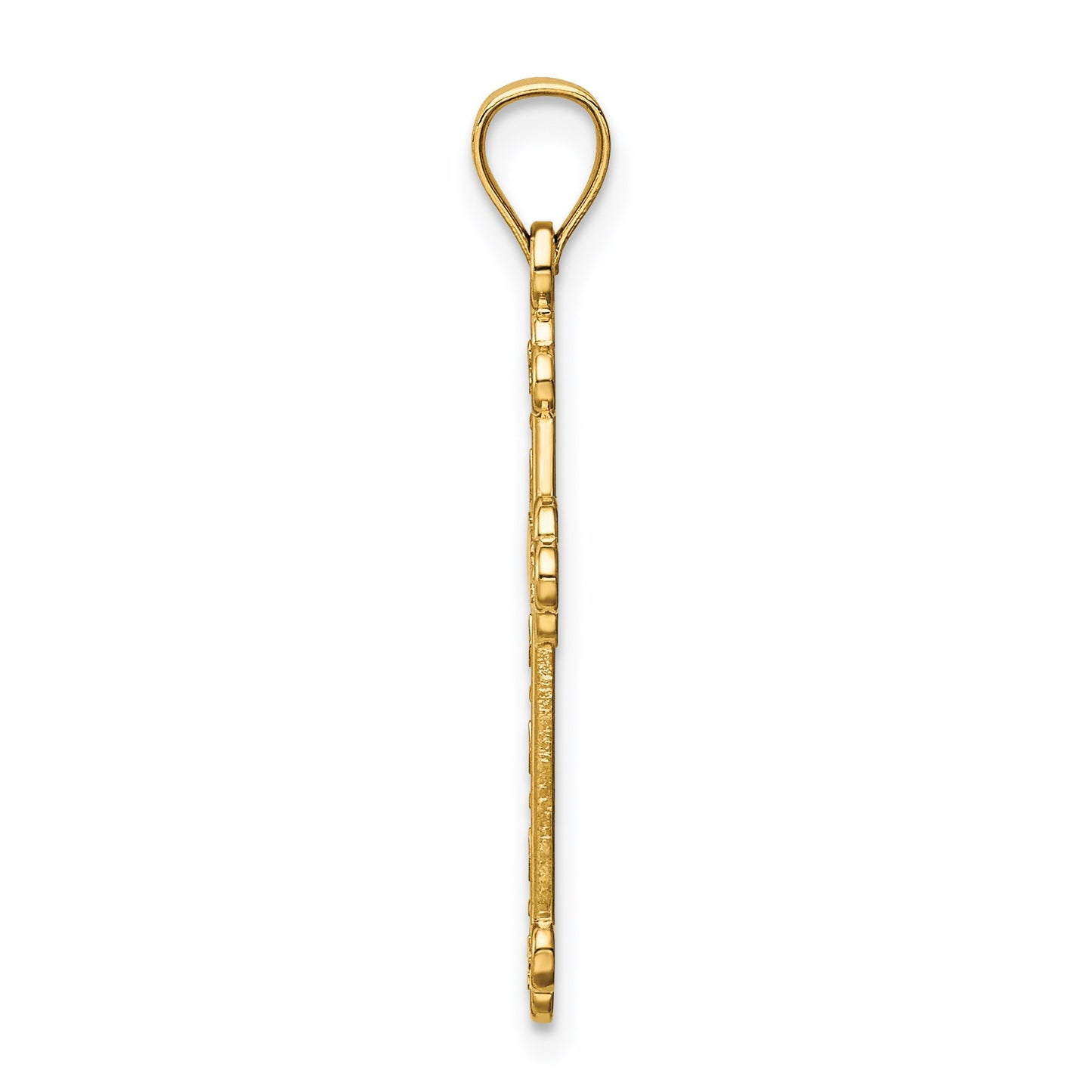 14K Satin and Polished FAITH Cross Pendant