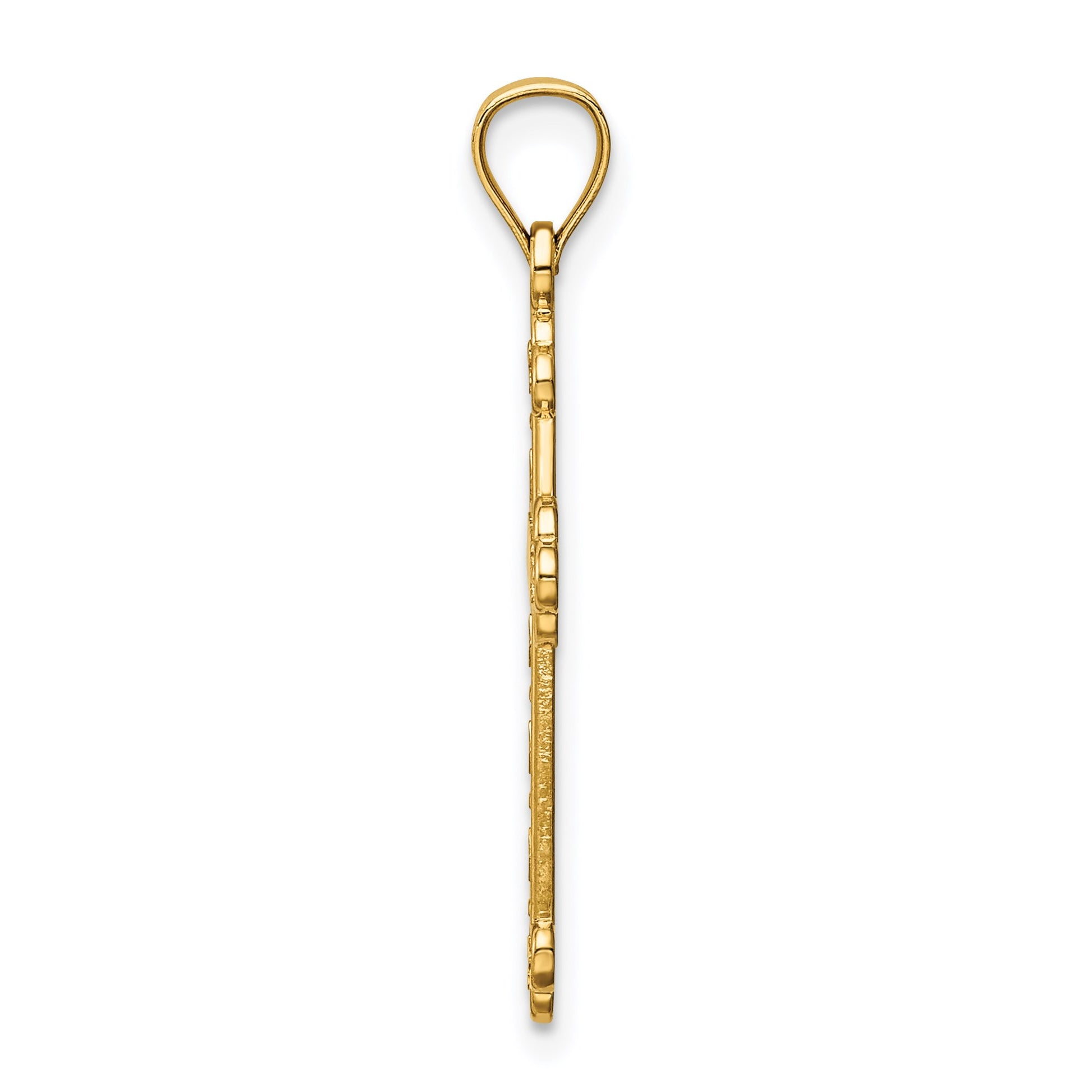 14K Satin and Polished FAITH Cross Pendant