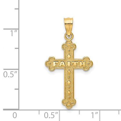 14K Satin and Polished FAITH Cross Pendant