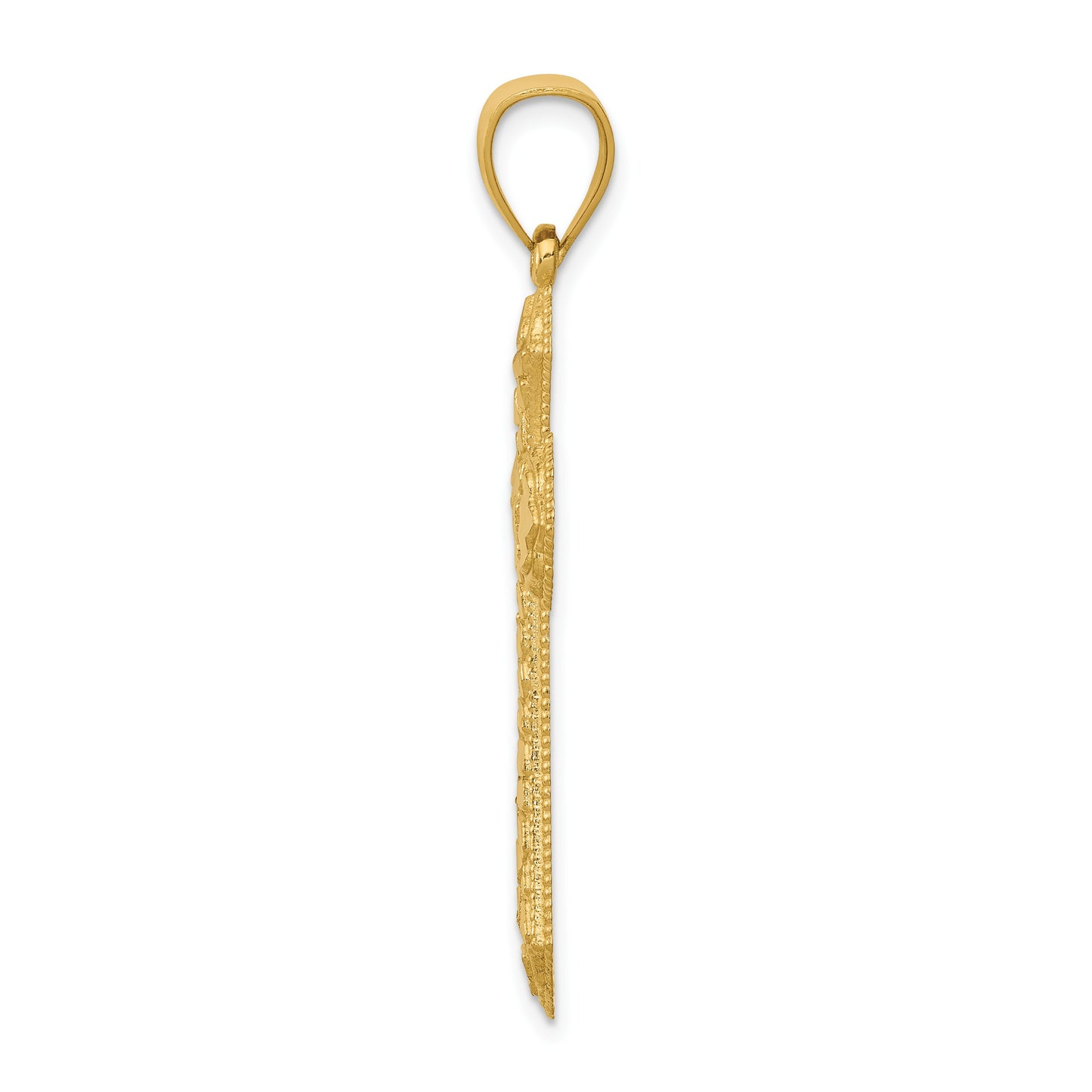 14k Diamond-cut Budded Cross Pendant