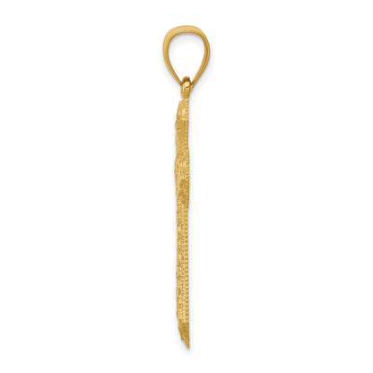 14k Diamond-cut Budded Cross Pendant