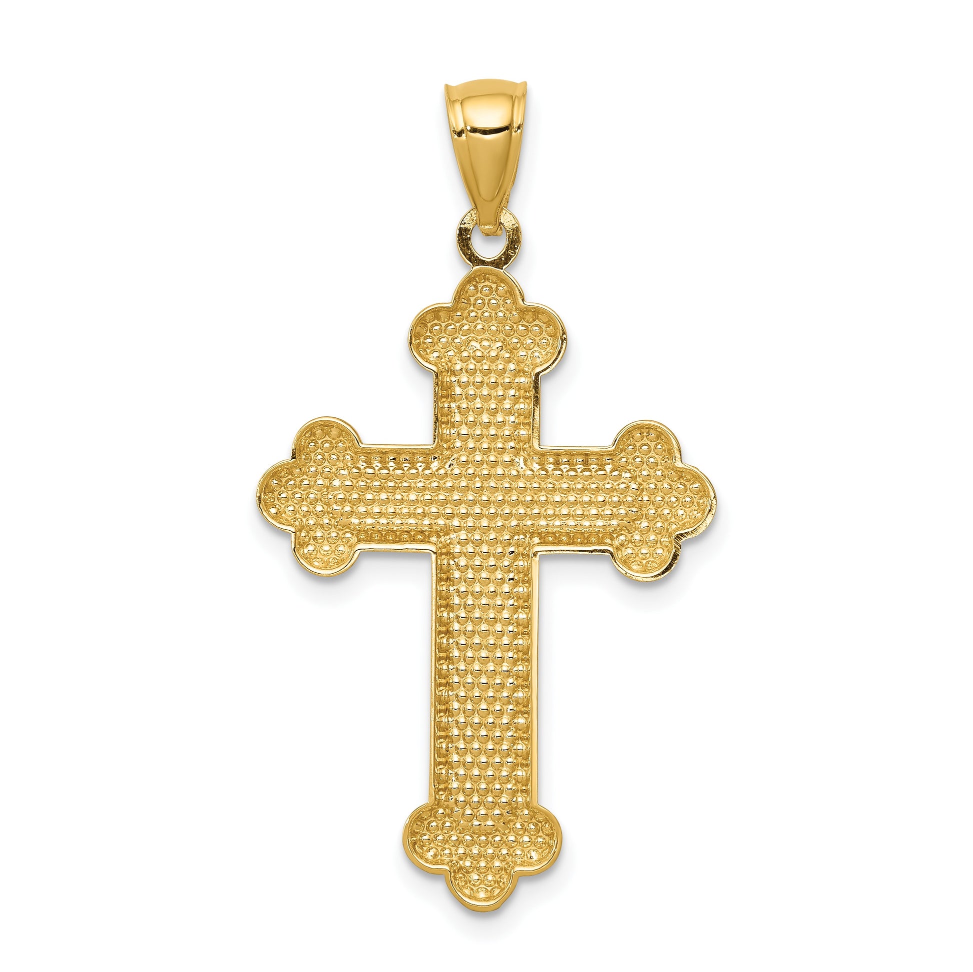 14K Satin and Polished Budded Cross Pendant