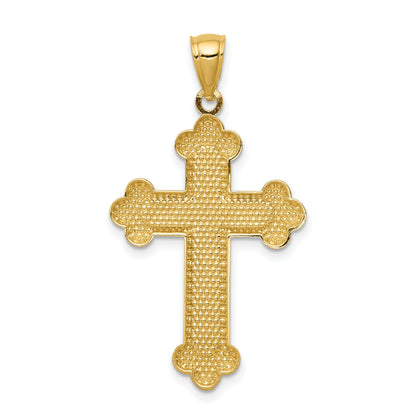14K Satin and Polished Budded Cross Pendant