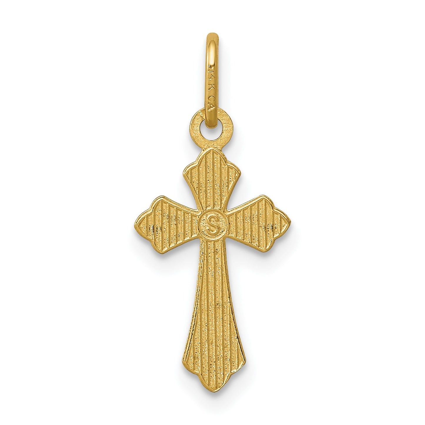 14k Polished Diamond-cut Small Cross Charm