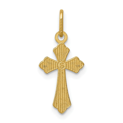 14k Polished Diamond-cut Small Cross Charm