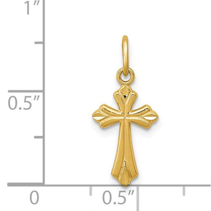 14k Polished Diamond-cut Small Cross Charm