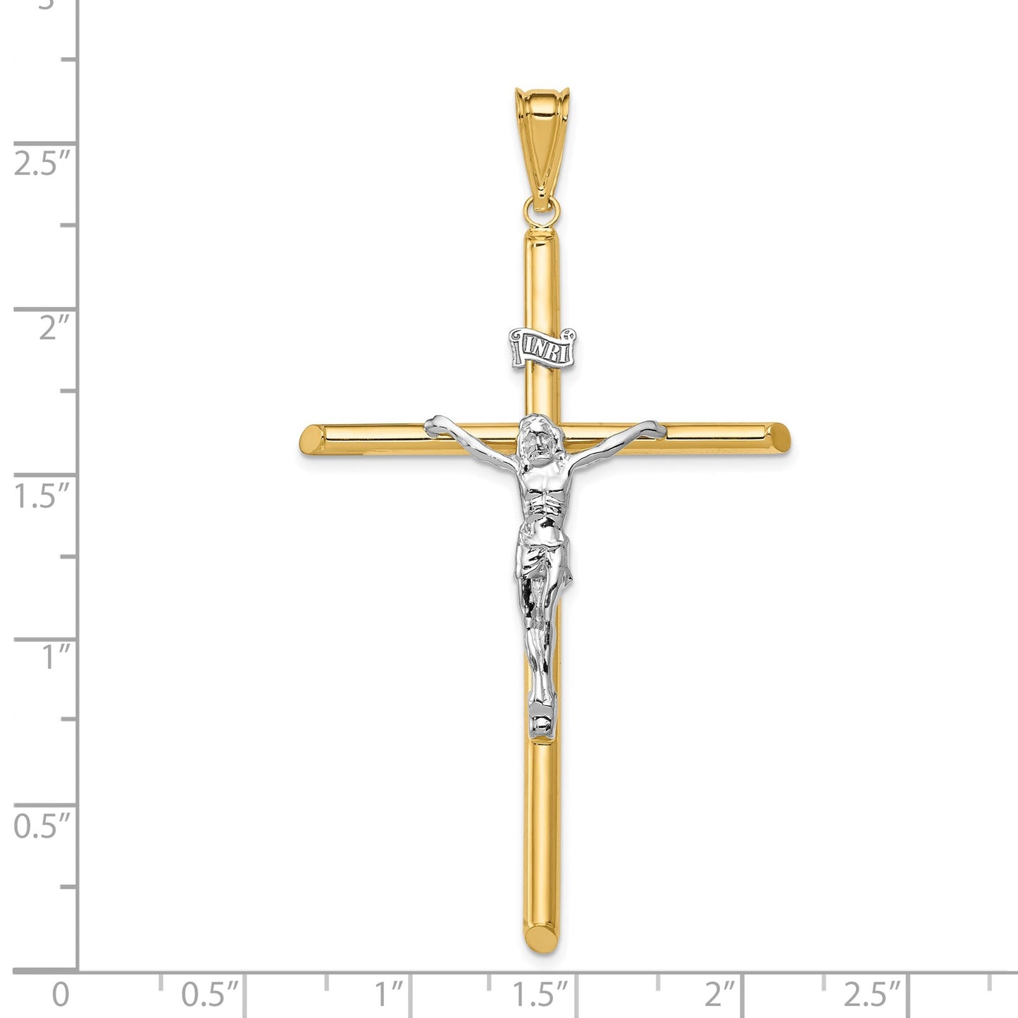 14k Two-Tone Polished INRI Crucifix Pendant