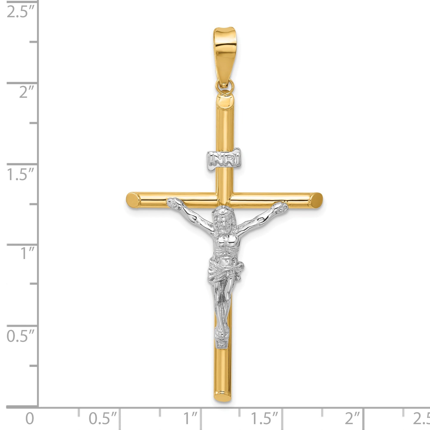14k Two-Tone Polished INRI Crucifix Pendant
