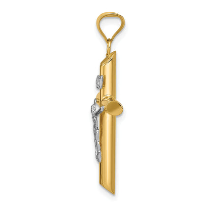14k Two-Tone Polished INRI Crucifix Pendant